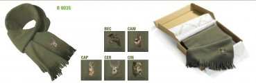 Fleece-Schal in Geschenkbox - Oliv-Grün mit Stickerei HIRSCH - Riserva - Artikel R9035CER