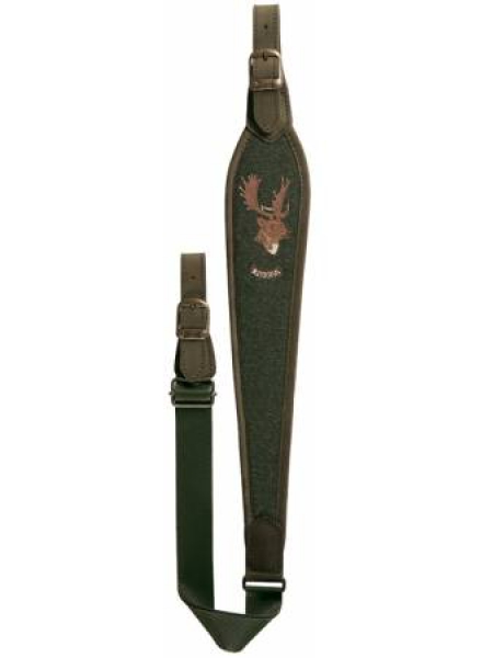 Gewehrriemen aus Loden - grün - Stickerei DAMHIRSCH - Riserva - Artikel R1737