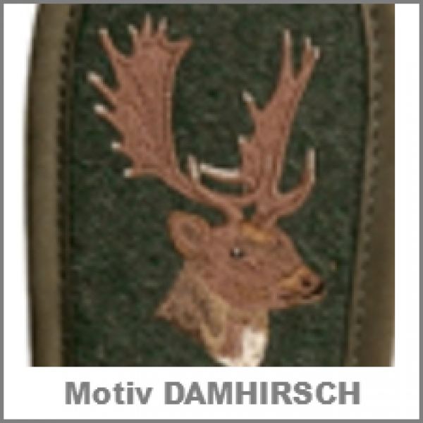 Gewehrriemen aus Loden - grün - Stickerei DAMHIRSCH - Riserva - Artikel R1737